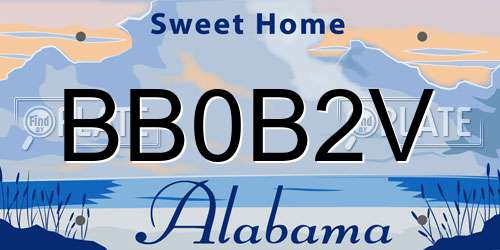 BB0B2V Alabama License Plate