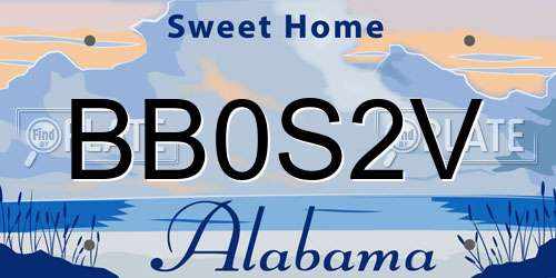 BB0S2V Alabama License Plate