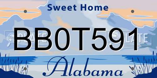 BB0T591 Alabama License Plate