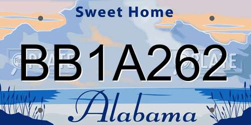 BB1A262 Alabama License Plate