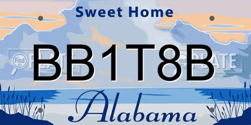 BB1T8B Alabama License Plate