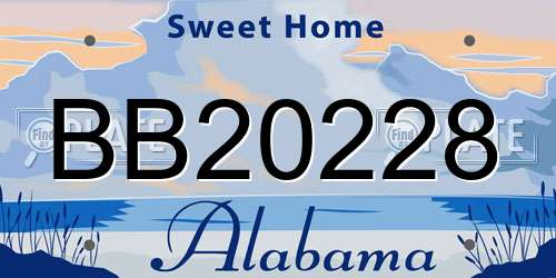 BB20228 Alabama License Plate