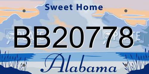 BB20778 Alabama License Plate