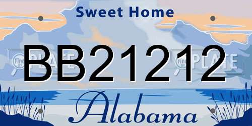 BB21212 Alabama License Plate