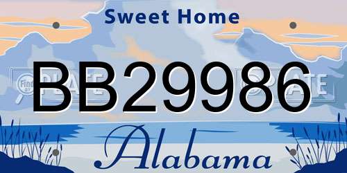 BB29986 Alabama License Plate