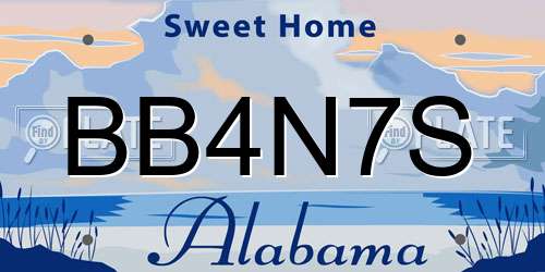 BB4N7S Alabama License Plate