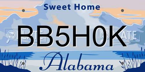 BB5H0K Alabama License Plate