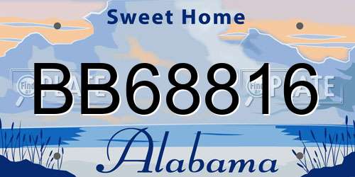 BB68816 Alabama License Plate