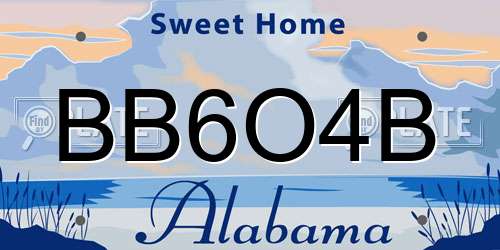 BB6O4B Alabama License Plate