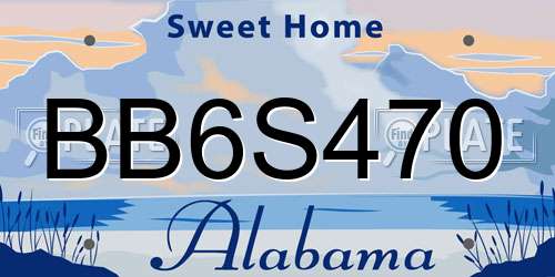 BB6S470 Alabama License Plate