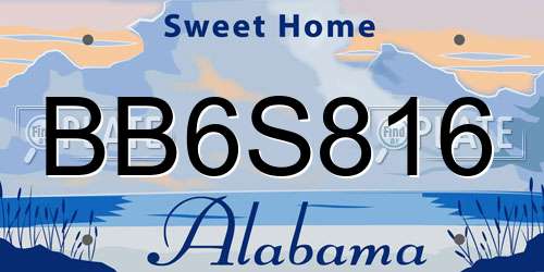 BB6S816 Alabama License Plate