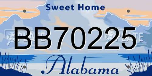 BB70225 Alabama License Plate