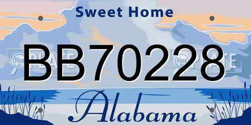 BB70228 Alabama License Plate