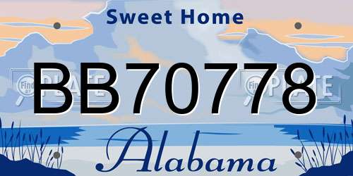 BB70778 Alabama License Plate