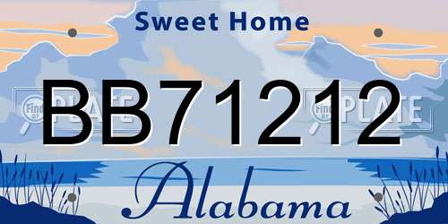 BB71212 Alabama License Plate