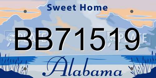 BB71519 Alabama License Plate