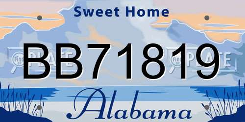 BB71819 Alabama License Plate