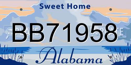 BB71958 Alabama License Plate