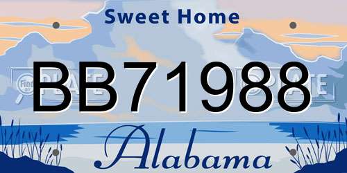 BB71988 Alabama License Plate