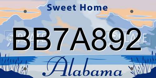 BB7A892 Alabama License Plate