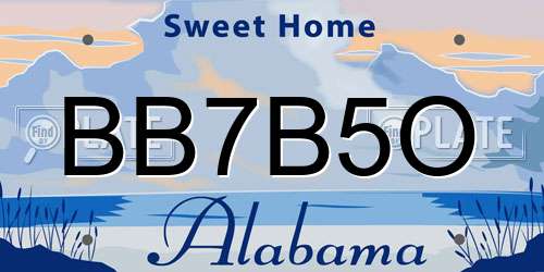 BB7B5O Alabama License Plate