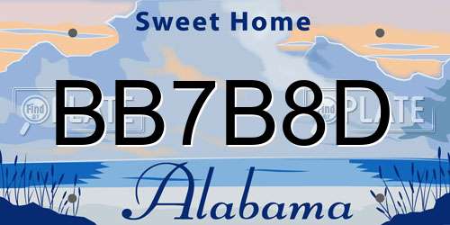 BB7B8D Alabama License Plate