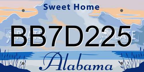 BB7D225 Alabama License Plate