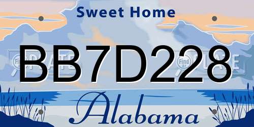 BB7D228 Alabama License Plate