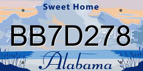 BB7D278 Alabama License Plate