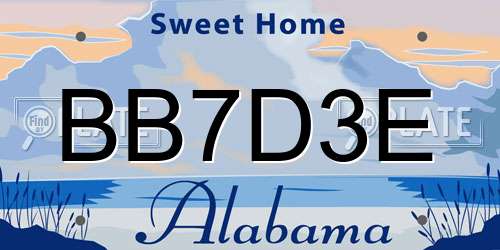 BB7D3E Alabama License Plate