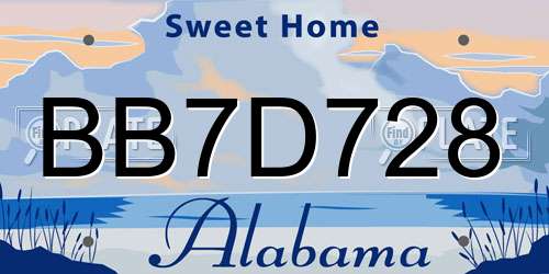 BB7D728 Alabama License Plate