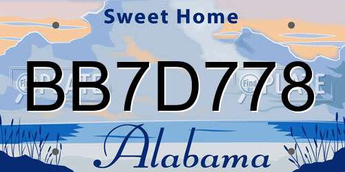BB7D778 Alabama License Plate