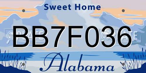 BB7F036 Alabama License Plate