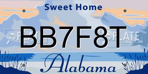 BB7F8T Alabama License Plate