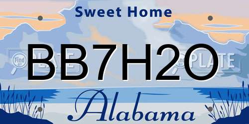 BB7H2O Alabama License Plate
