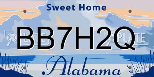 BB7H2Q Alabama License Plate