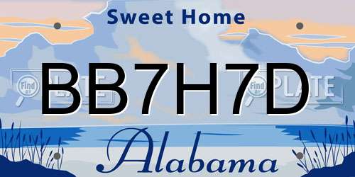 BB7H7D Alabama License Plate