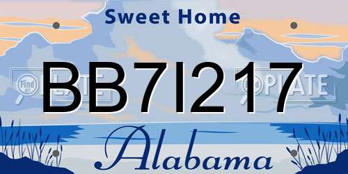 BB7I217 Alabama License Plate