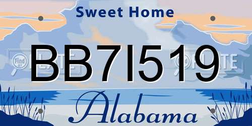 BB7I519 Alabama License Plate