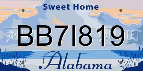 BB7I819 Alabama License Plate