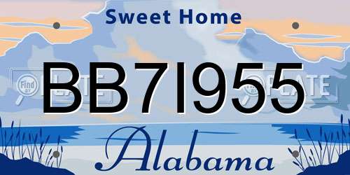 BB7I955 Alabama License Plate