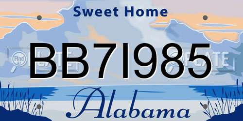BB7I985 Alabama License Plate