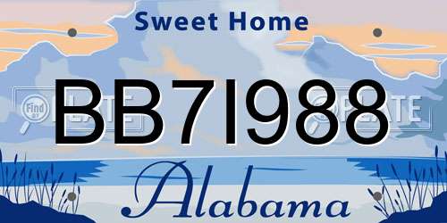 BB7I988 Alabama License Plate