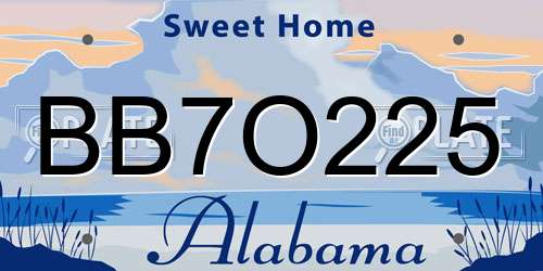 BB7O225 Alabama License Plate