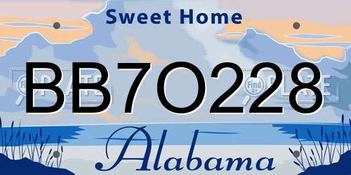 BB7O228 Alabama License Plate