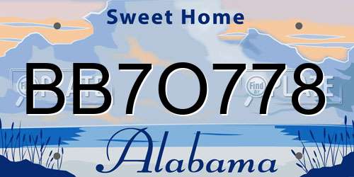 BB7O778 Alabama License Plate