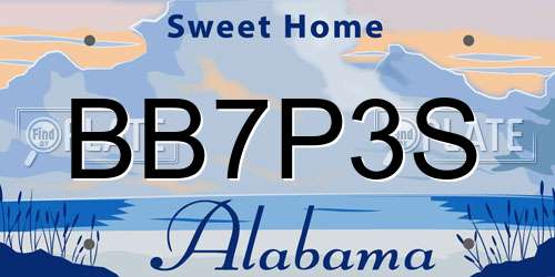 BB7P3S Alabama License Plate
