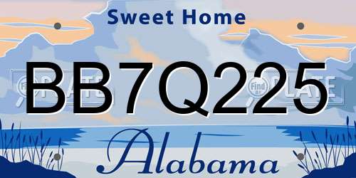 BB7Q225 Alabama License Plate