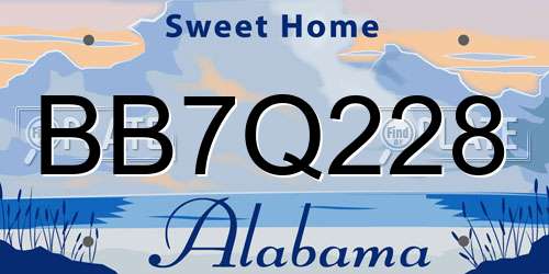 BB7Q228 Alabama License Plate