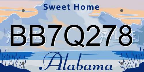 BB7Q278 Alabama License Plate